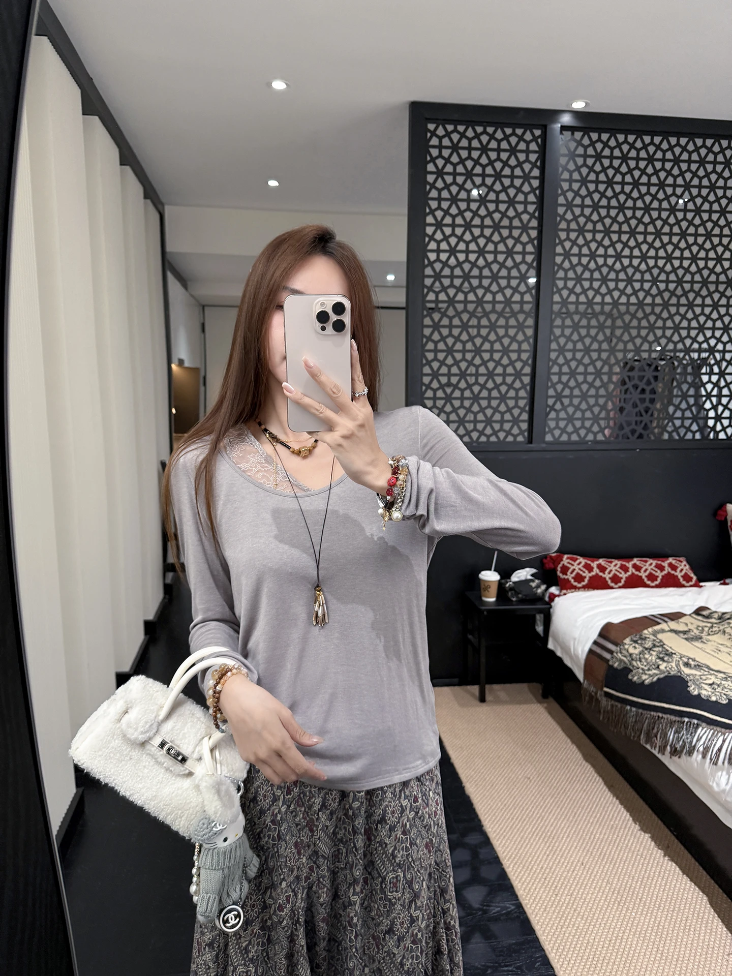 Zhang ei パープル油絵スエードジャケットハードアンドソフトグレーパープルスプライシングレディースショートアウターウェア通勤スタイル