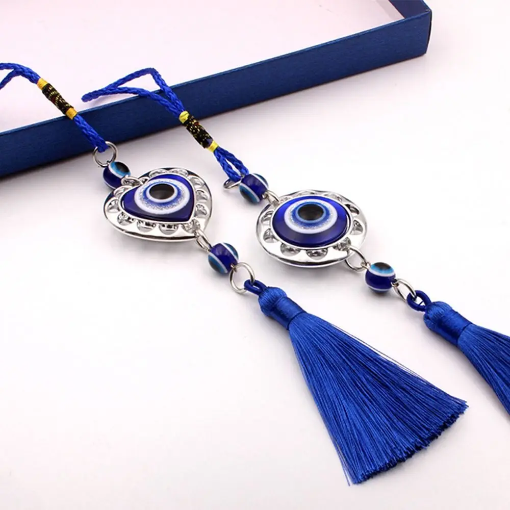 Retro Glass Pendant Liuli Braided Rope Wall Hanging Blue Eye Key Chain Demon Eye Pendant Car Hanger Decoration Home Wall Hanger