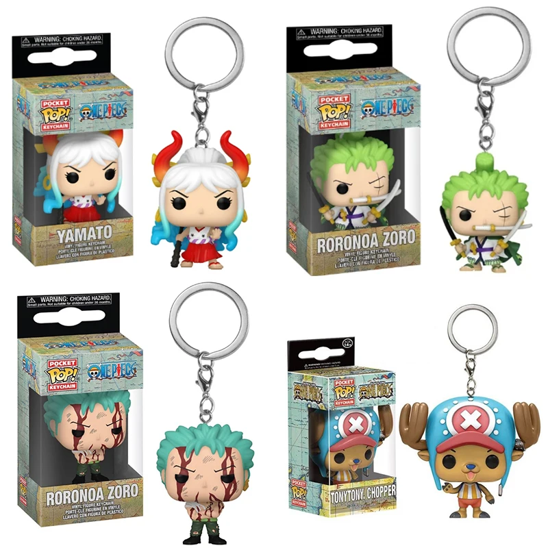 Funko Pocket Keychain One Piece YAMATO NAMI Roronoa Zoro Chopper Luffytaro Trafalgar.law Portgas.D.ACE PVC Figure Model Toy Gift