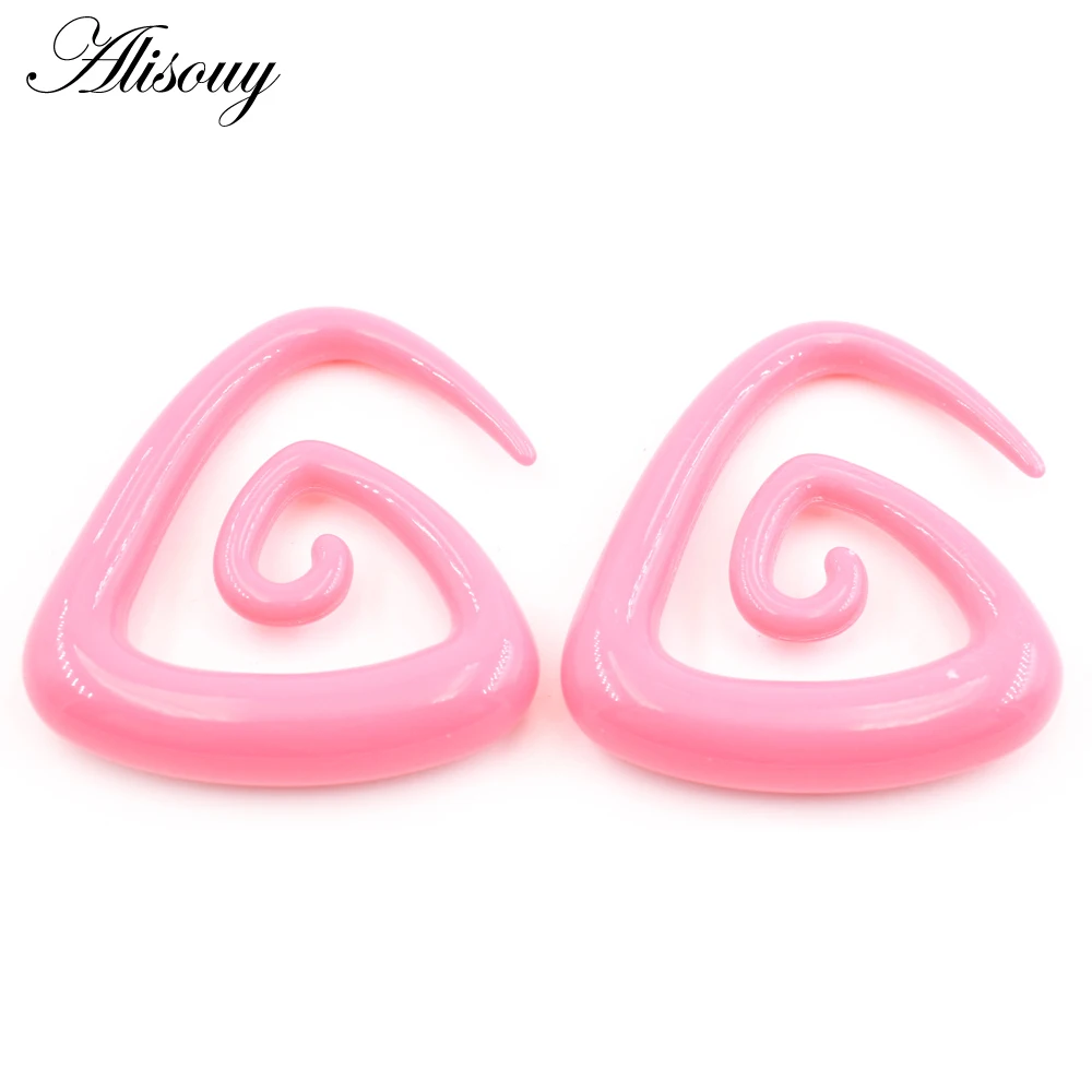 Alisouy 2pcs 1.6-10mm Irregul Triangle Acrylic Spiral Ear Tunnels Plugs Expander Stretcher Earrings Gauges Body Piercing Jewelry
