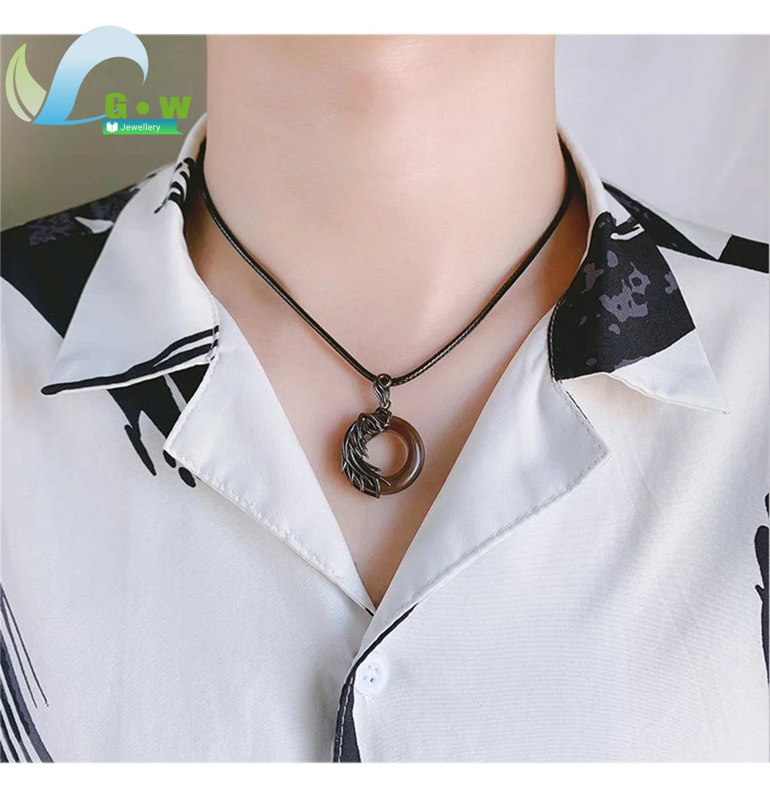 Angel Demon Necklace Matching Set with Obsidian Cat Eye Stone Protection Pendant Vintage Style JewelryUnisex Gift for Couples