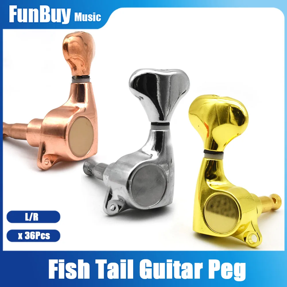 36pcs Locked String Tuning Pegs key Tuners Machine Head for Acoustic Electric Guitar Fish Tail Style Guitarra Accessories