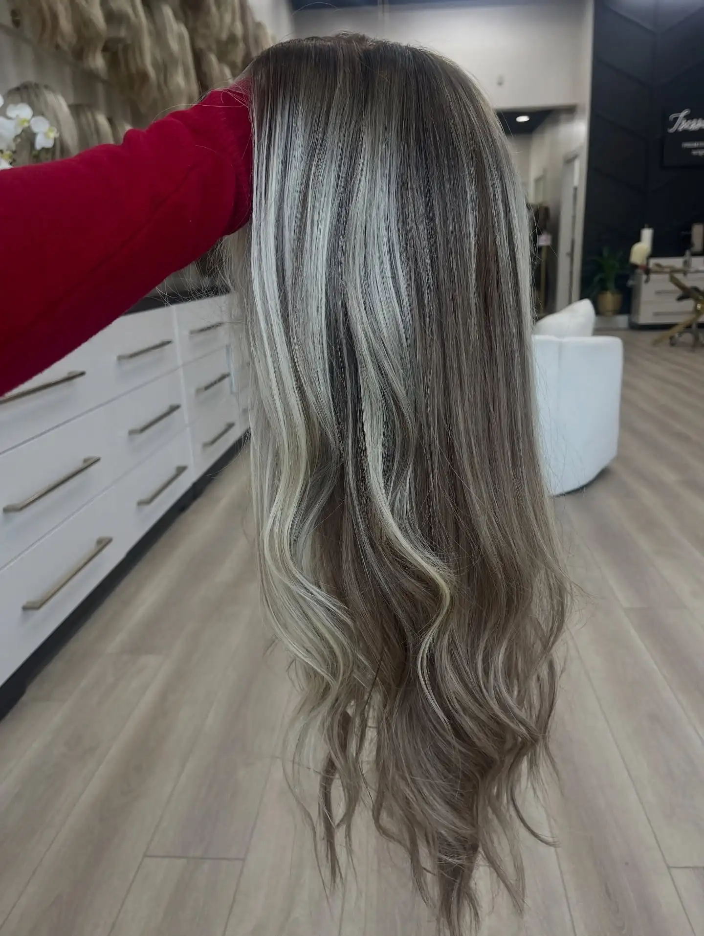 180% High Density Wig Ombre Creamy Ash Blonde Synthetic HD Lace Front Top Wigs Loose Wave Long Length  Heat Resistant Fiber Wig