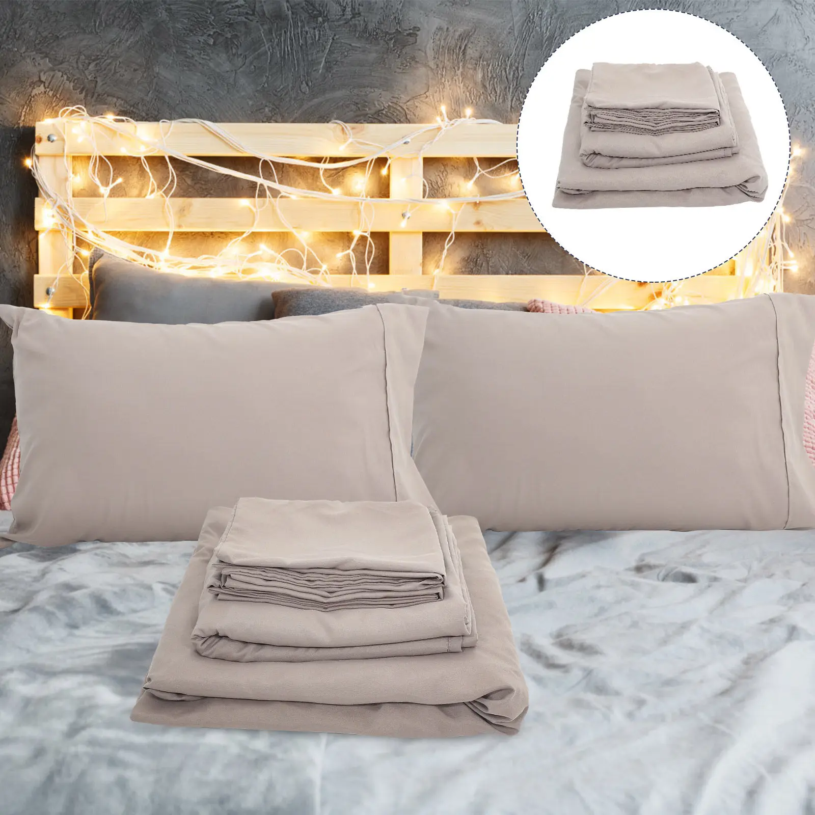 

1 комплект из 4 предметов: комплект постельного белья из микрофибры, мягкие, приятные для кожи простыни, подходят для отелей, дома и путешествий.