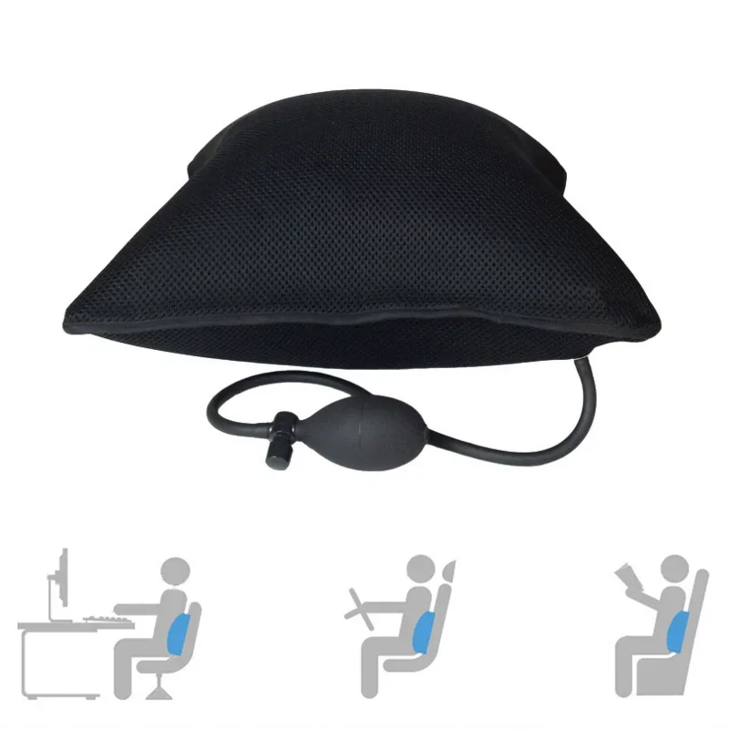 1 PC Portable Inflatable Lumbar Support Cushion/ Massage Pillow - for Office Chair and Car Sciatic Nerve Pain Relief New