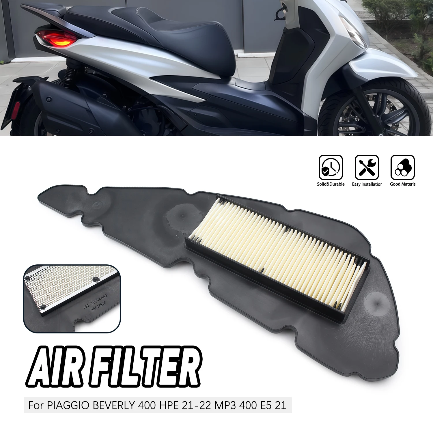 

Air Filter Element Good Quality For PIAGGIO BEVERLY 400 HPE 2021-2022 MP3 400 E5 2021 Replacement Motorcycle Accessories