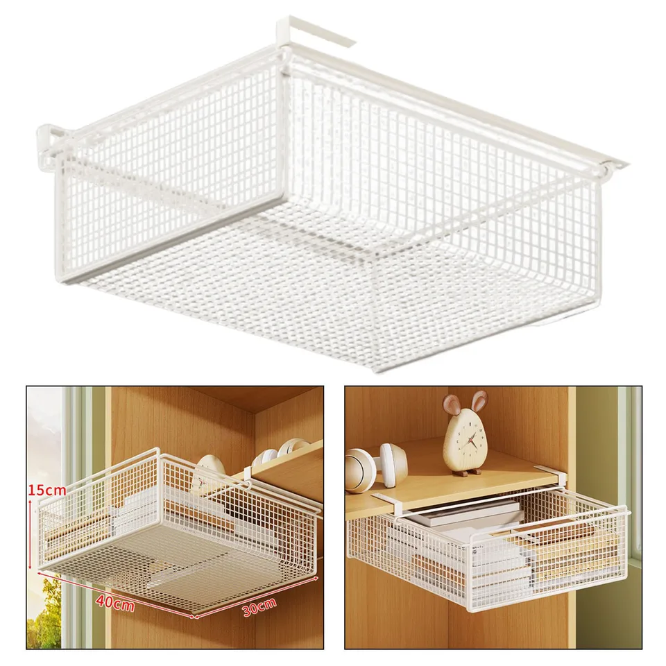 Panier Tiroir Coulissant Suspendu Baoblaze - Rangement Sous Étagère Placard Noir
