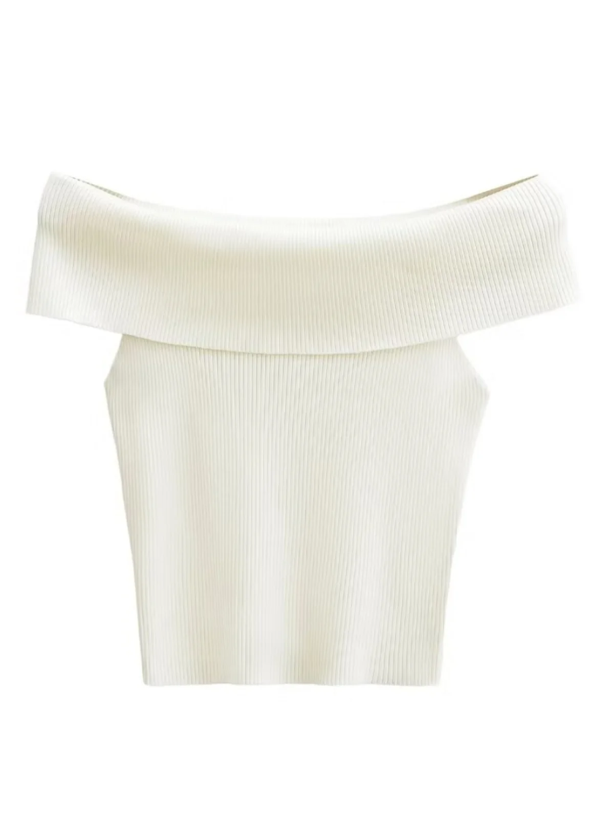 Sweet And Sexy Short Sleeve Knitted T-Shirt Shoulder Bared One-Shoulder Slim Fit Bodycon Pure Desire Internet Famous Fashion