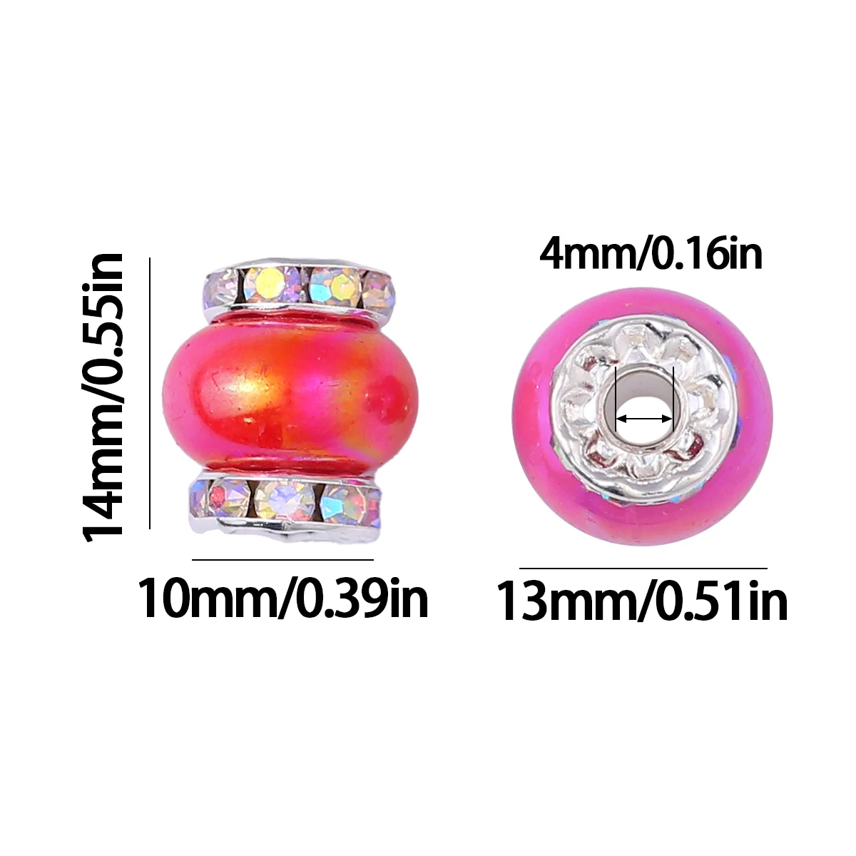 10*14mm Mixed Color Large Hole Lantern Acrylic Beads Spacer Loose Beads For Jewelry Making DIY Bracelets Necklace Accessories