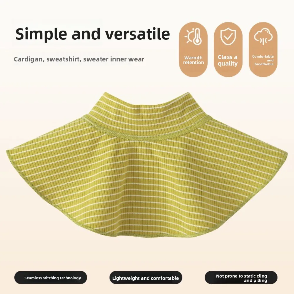 ผ้าคลุมไหล่ลายทางแบบใหม่ อุ่นสบาย ถอดออกได้ ปลอกคอปลอม ปกคอสูง สำหรับฤดูใบไม้ร่วงและฤดูหนาว