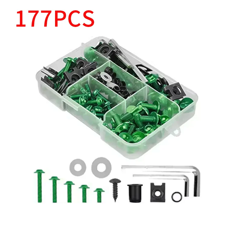 177pcs/Box Colorful Fasteners Screws Set Aluminum Windscreen Screws Motorcycle Fairing Bolt Kit Motorcycle Modified Parts