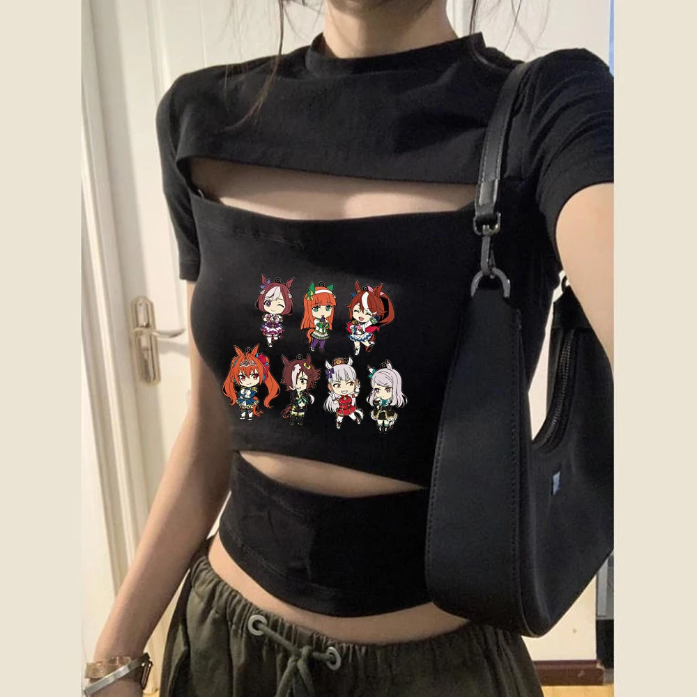 Umamusume Pretty Derby crop top women cheap dollette harajuku jojifuku t-shirt kawaii cutecore jojifuku funny vintage