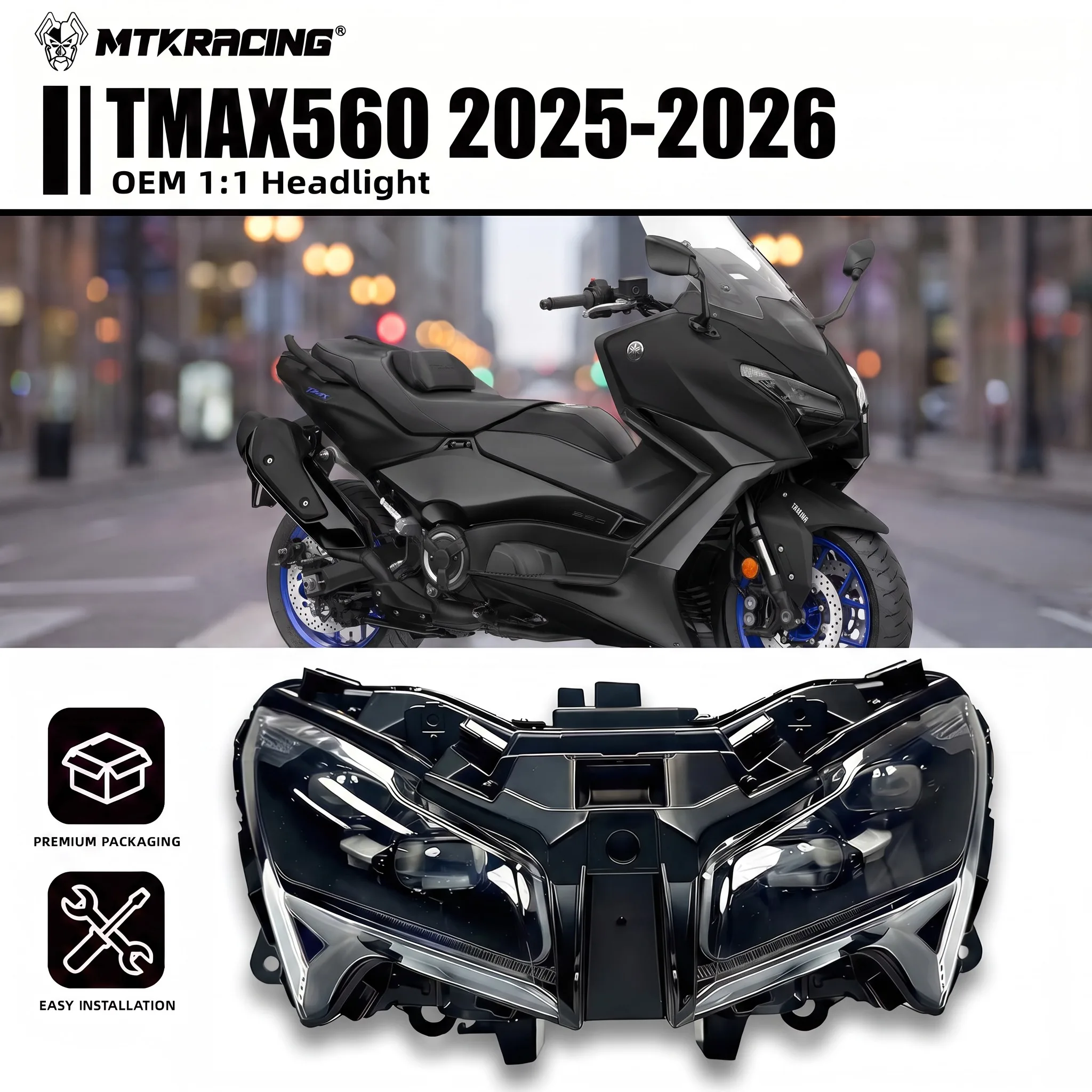 MTKRACING For TMAX560 2025-2026 Motorcycle Lights Waterproof Headlights Front Lights Motorcycle Accessories