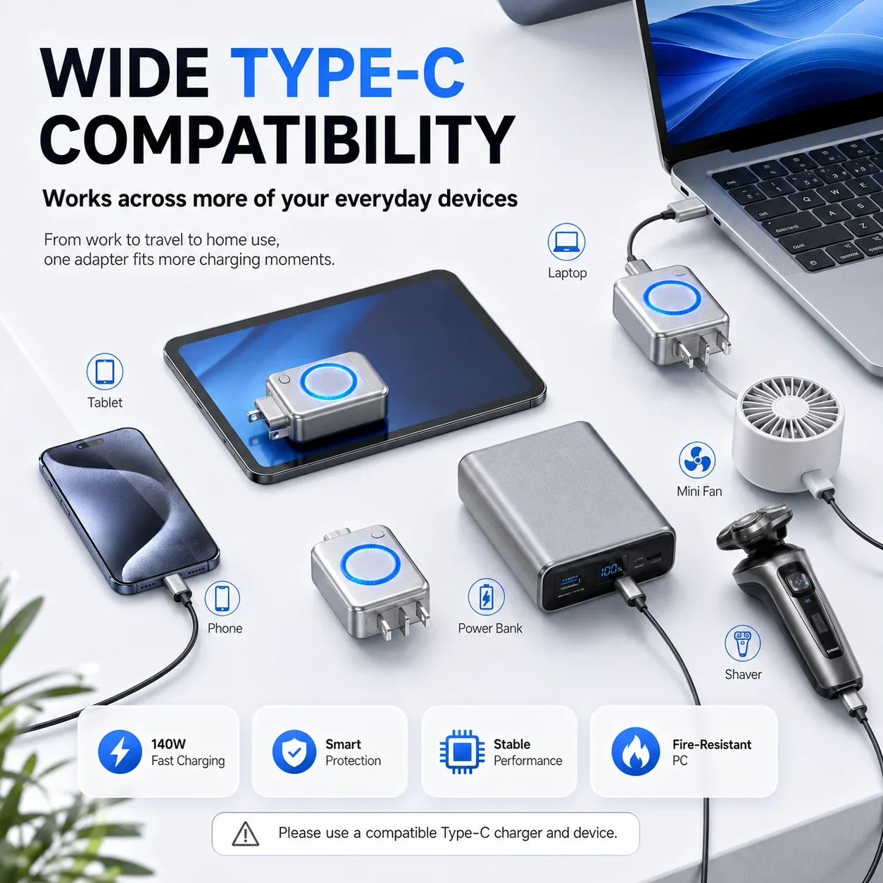 140W Full Charge Separator Automatic Separator AI Recognition Automatic Power Off for Type C Electronic Devices
