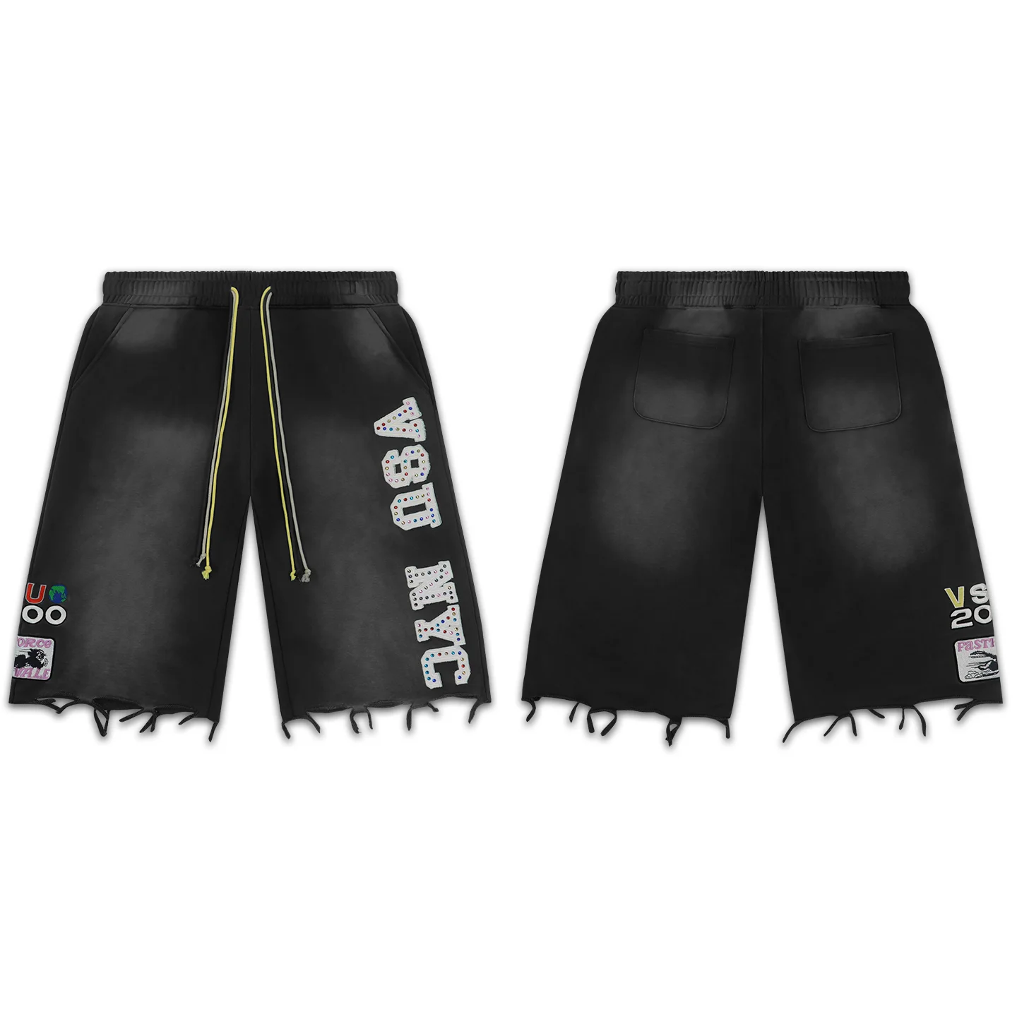 26SS High Street Trend Men's Women's Hip Hop VALLEY Casual Shorts American Retro Fashion Diamond Shorts