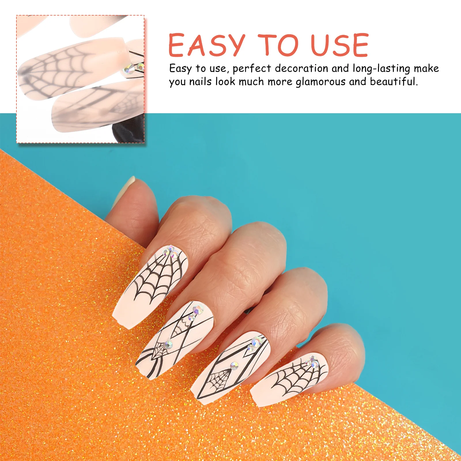 

1 set Halloween Nails Classic Press On Nail Art Tips For Women Manicure Plastic Fake Nails Diy Decoration Nail Art Supplies