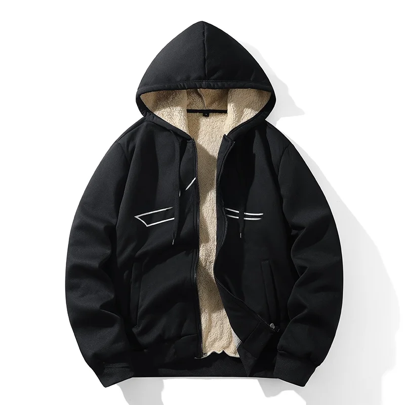 

Thiened Fce Hooded Outdoor Jaet Men's Casual Spor Sle Warm Coat American Trendy Brand Loose Fit Regular Length