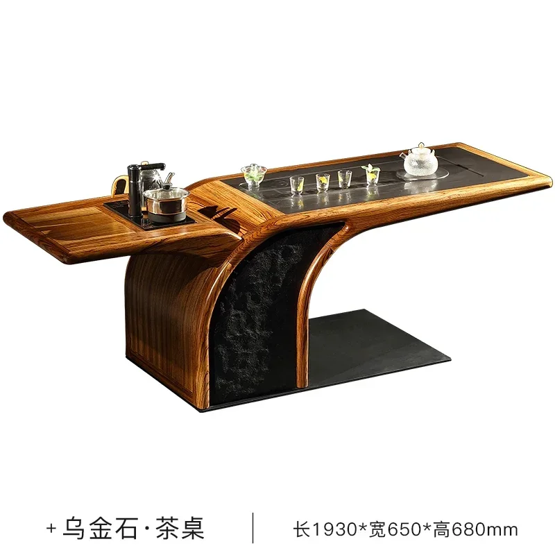 New Chinese solid wood tea table Nordic high-grade ebony tea table and chair combination