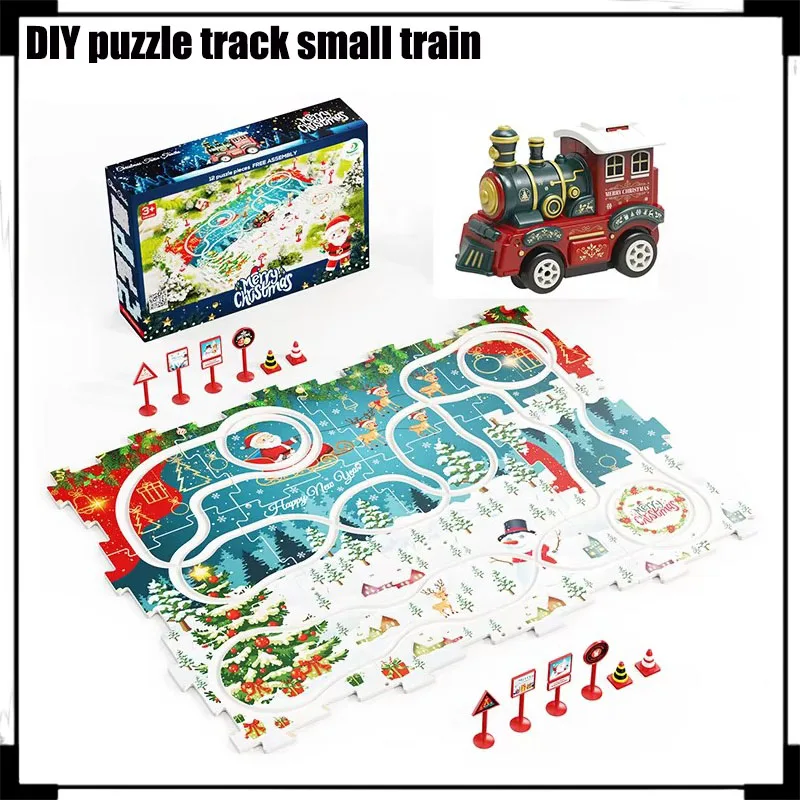 Kinder Weihnachten Puzzles Elektrische Triebwagen Kreative Spiele DIY Montage Szene Karte Schiene Zug Kinder Spielzeug Spaß Weihnachtsgeschenke