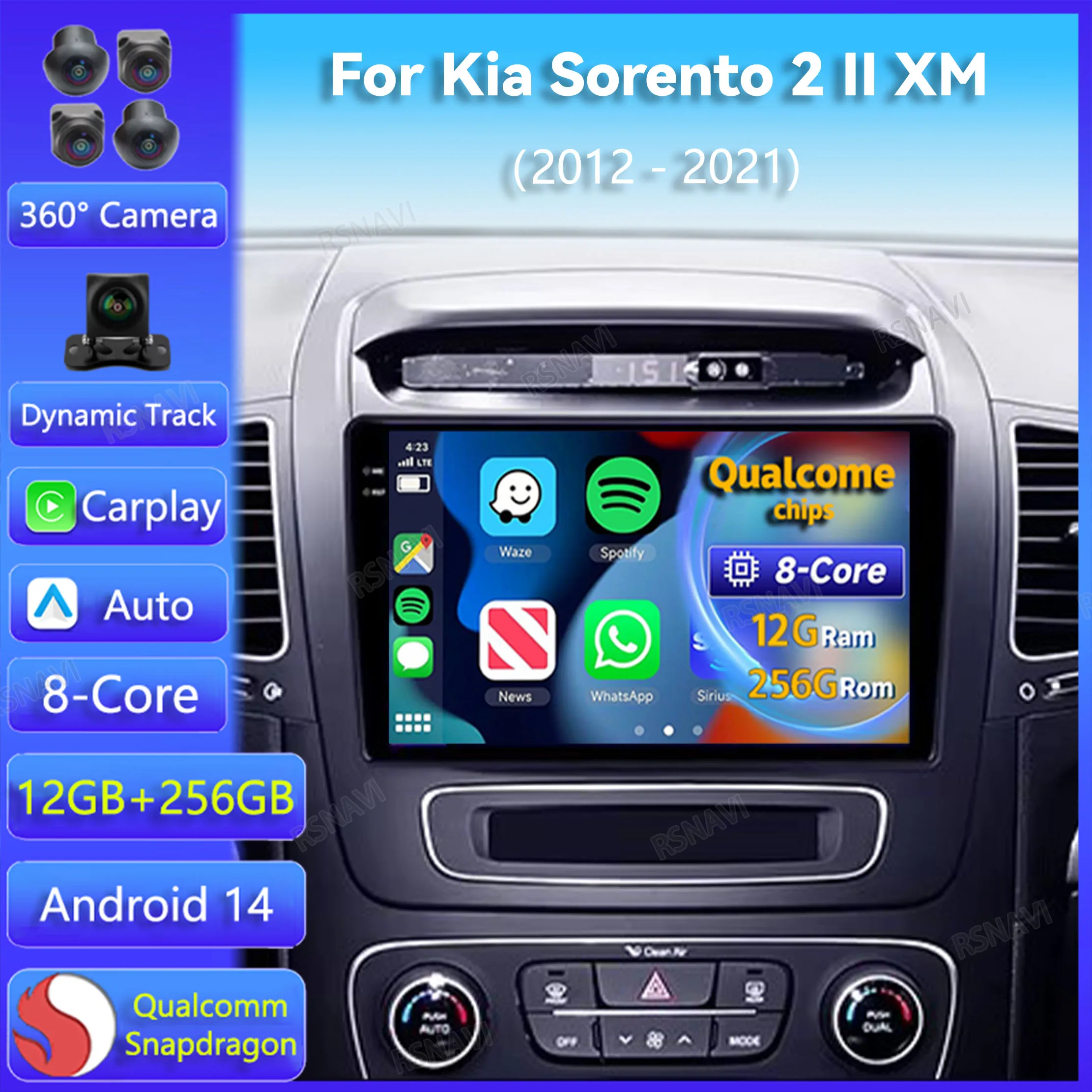 

Android 14 Carplay Auto для Kia Sorento 2 II XM 2012 2013-2021 Автомобильный радиоприемник Мультимедийный 2Din Стереоплеер Видео GPS Головное устройство BT