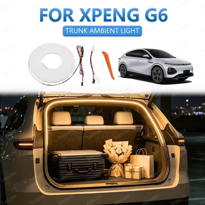 FOR XPENG G6 Trunk Light Modification Light Atmosphere Lights White Warm White Rear Trunk LED Light Bar