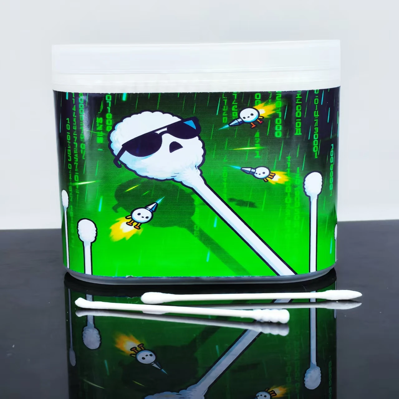 창의적인 패턴이 있는 가정용 면봉 600개, 양면 미세축 종이 스틱 면봉, 선물용 면봉