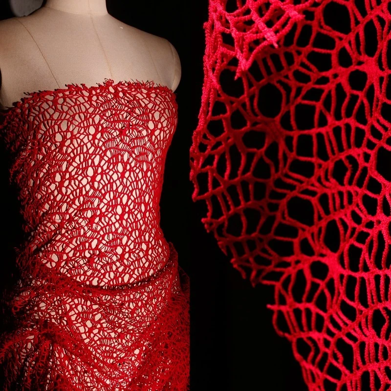 قماش شبكي كبير بمنظور مجوف غير منتظم للملابس المزخرفة الإبداعية DIY أقمشة مصممة بواسطة مادة القماش المتر #1