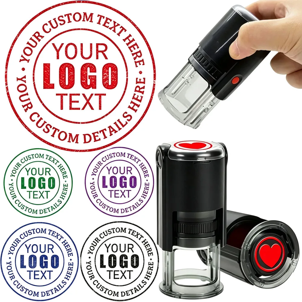 Custom Logo Stamps Self Inking -Personalized Business LOGO Text Stamp -Customized Image Rubber Stamp for Business Address Stamp