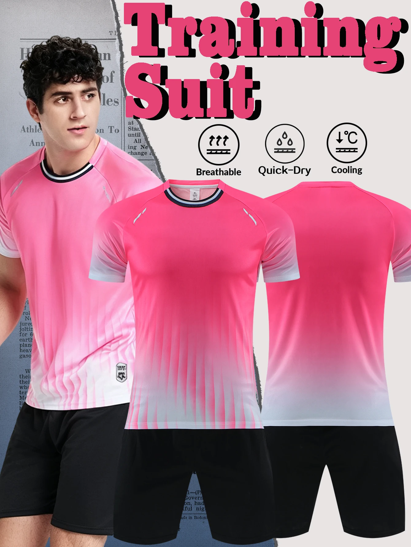 2026 New Style White Soccer Training Uniform Set for Adult Men & Kids, Jersey With Shorts Sport Suit