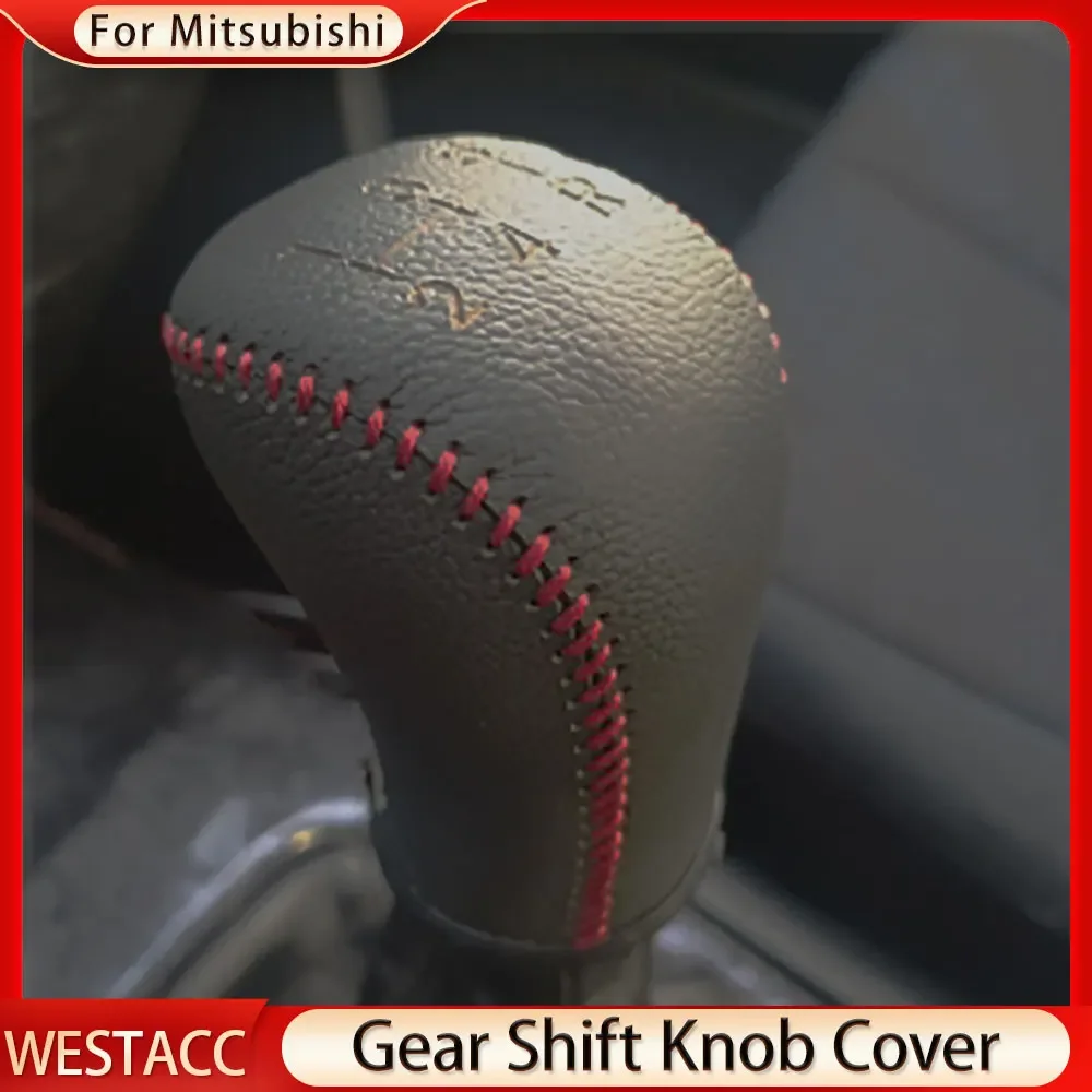 

Genuine Leather Car Gear Head Shift Knob Cover Gear Collars for Mitsubishi Galant Outlander Lancer Evolution Pajero ASX AT MT