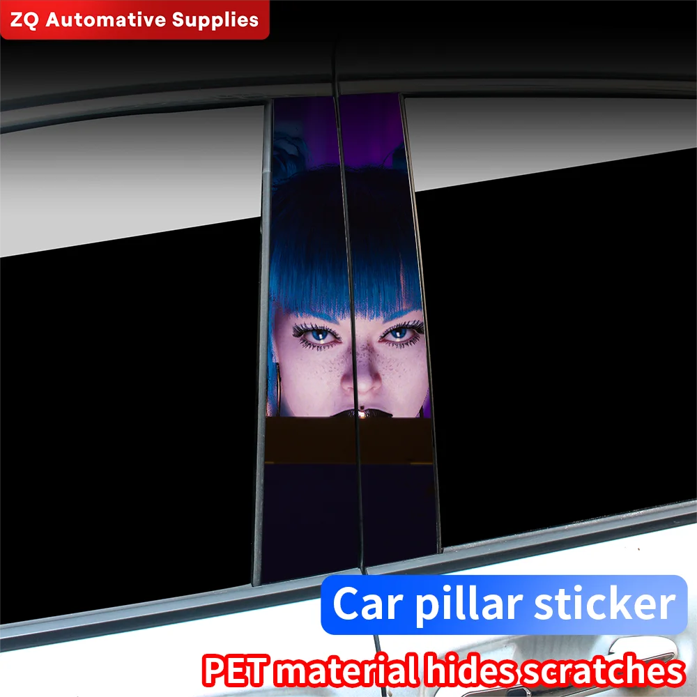 

Funny Punk Beauty Eyes Car Stickers Auto B Pillar Waterproof Decoration Cover Scratches Sunscreen Car Doors Pillar Vinyl Decals