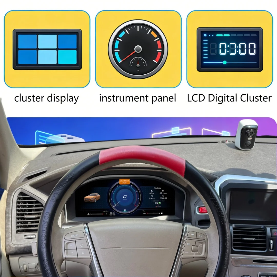Car Digital Cluster Carplay For Volvo XC60 S60 2009-2017 Auto LCD Instrument Panel Dashboard Speedoment Virtual Cockpit Headunit