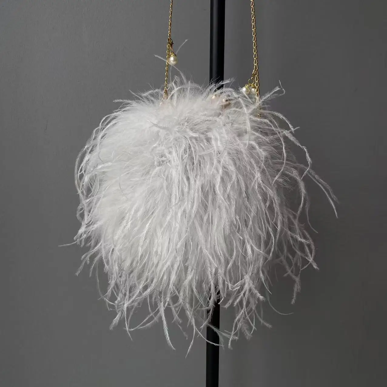 Jxwatcher Designer Ostrich Feather Wallet Evening Party Handbag Women Wedding Clutch Bags Lady Fashion Chain Shoulder Bag Purse