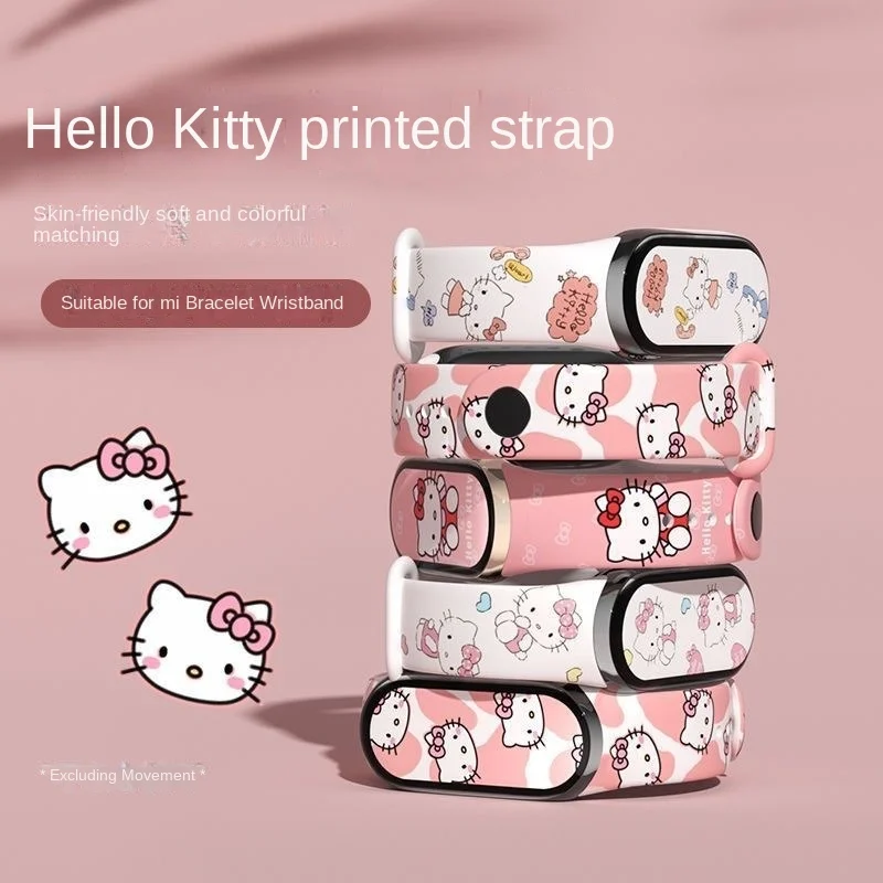 Sanrio Hello Kitty Silicone Strap for Xiaomi Mi Band 7 6 5 4 Bracelet Wrist Miband 3 2 1 NFC Sport Replacement Cute Watchbands