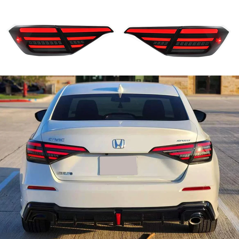 Car Taillight Assembly Plug And Play Tail Lights For Honda 11th Civic 2022 2023 Stop Light Highlight Led Bulb Running Signal