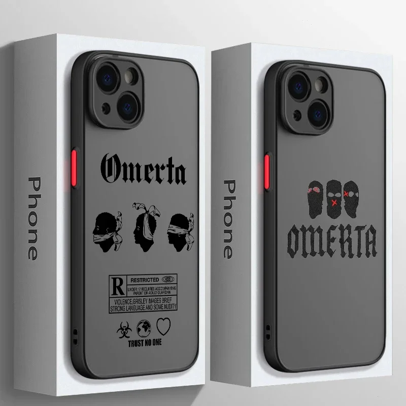 Hip Hop Maes Omerta Matte Transparent For iPhone Case 16 15 14 13 12 11 Pro XR XS Max 7 8 Plus Anti-Drop Phone Y2K Cover