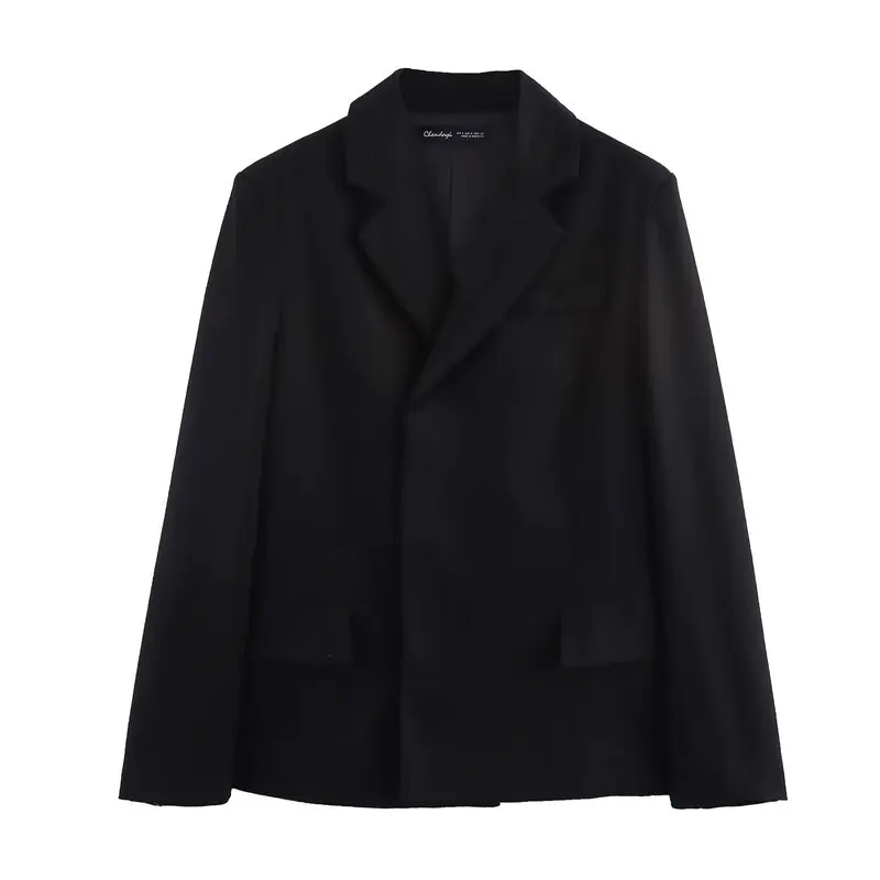 

Spring 2025 Women's Faionable Linen Blend Double Buttoned Versatile Long Sve Regular Length New Arrival
