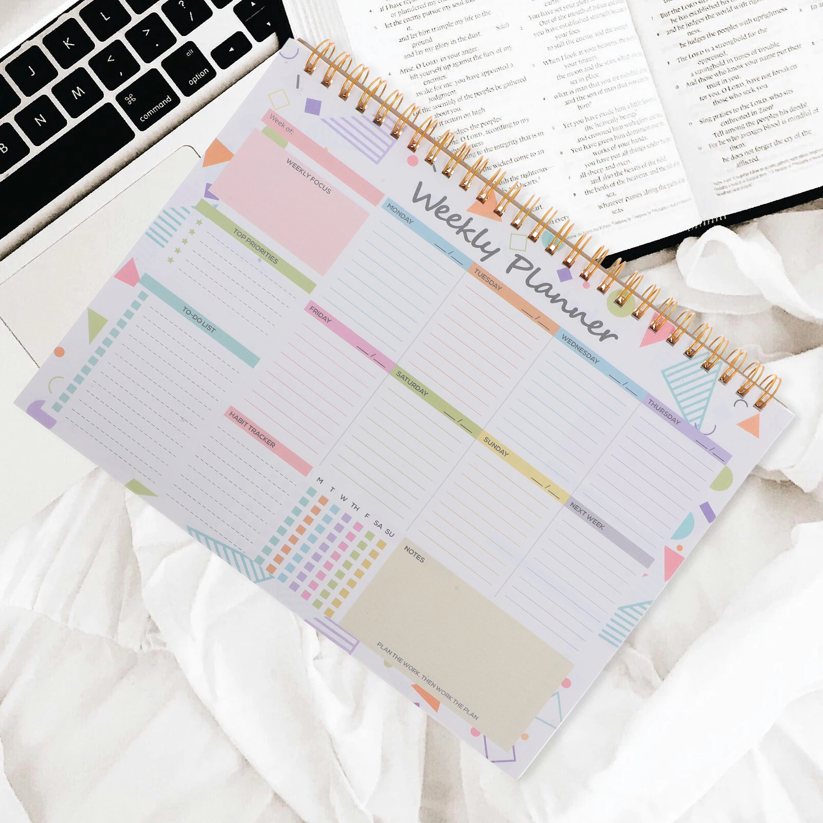 

Weekly Notebook Undated Work Organizer Task Planner Notepad B5 Size Spiral Bound Paper Cover Home School Essential Large