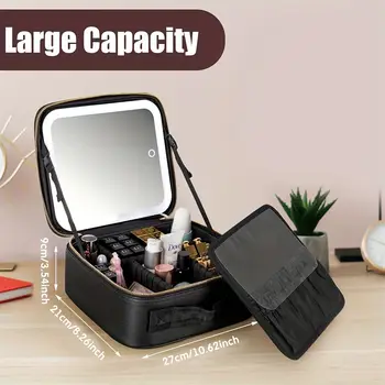 Cestovní taška na make-up s LED osvětleným zrcadlem a nastavitelným jasem, přenosná make-up taška 10 nejlepší prodej LED pouzdro na make-up - №9