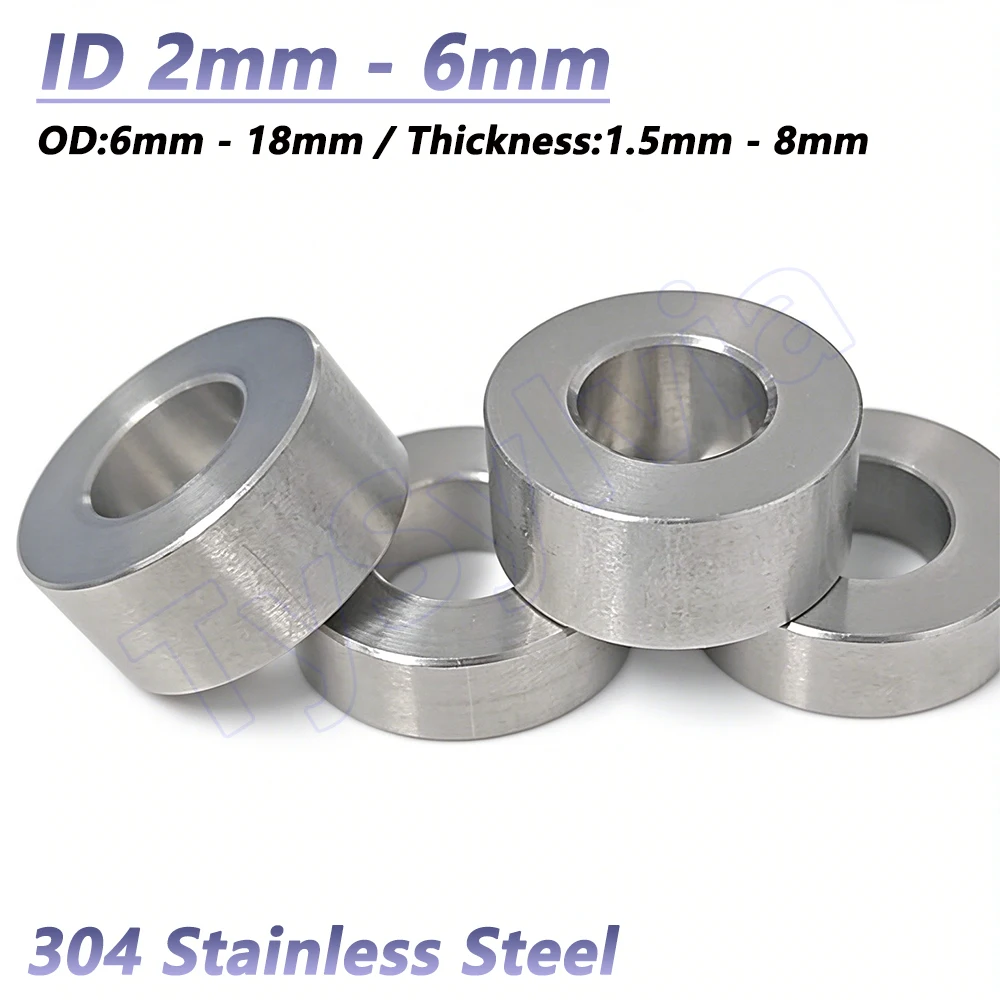Inner Dia 2-6mm 304 Stainless Steel CNC Precision Turned Flat Washers OD 6-18mm Hollow Round Gasket Thickness 1.5-8mm
