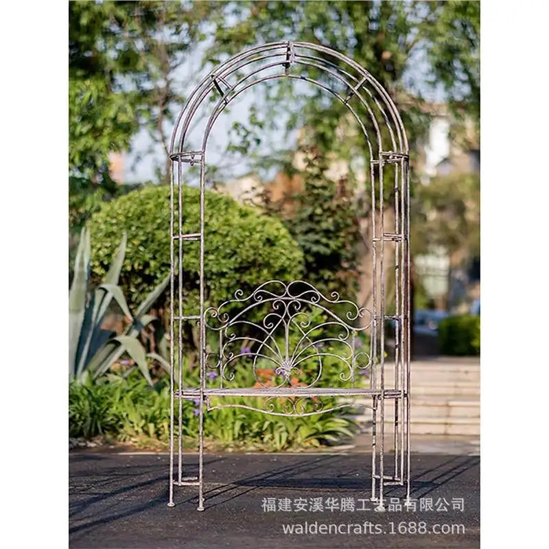 American retro old outdoor wrought iron rose climbing vine arch flower stand garden villa terrace courtyard decoration