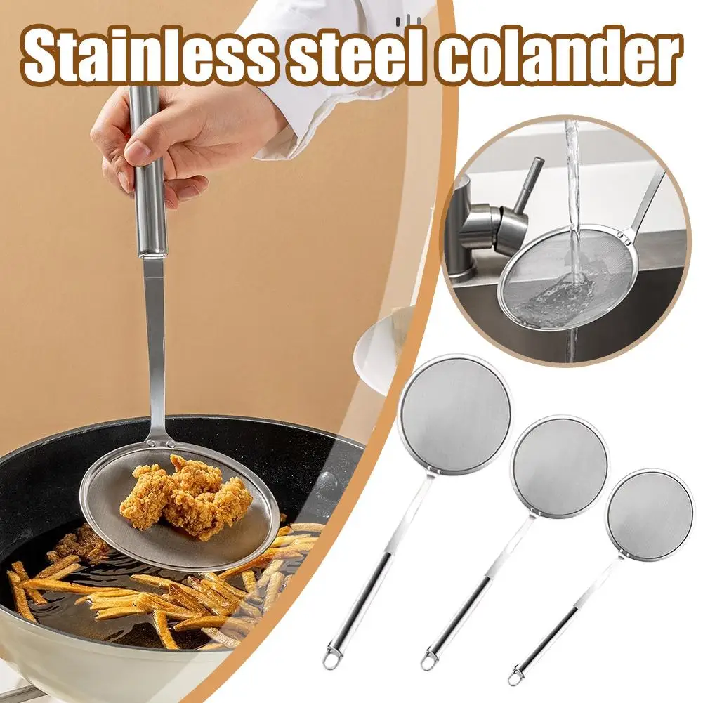 304 Stainless Steel Fine Mesh Skimmer Spoon 100 Mesh Oil Foam Filter Ladle Hot Pot Soup Grease Strainer Kitchen Filter Spoon view 5