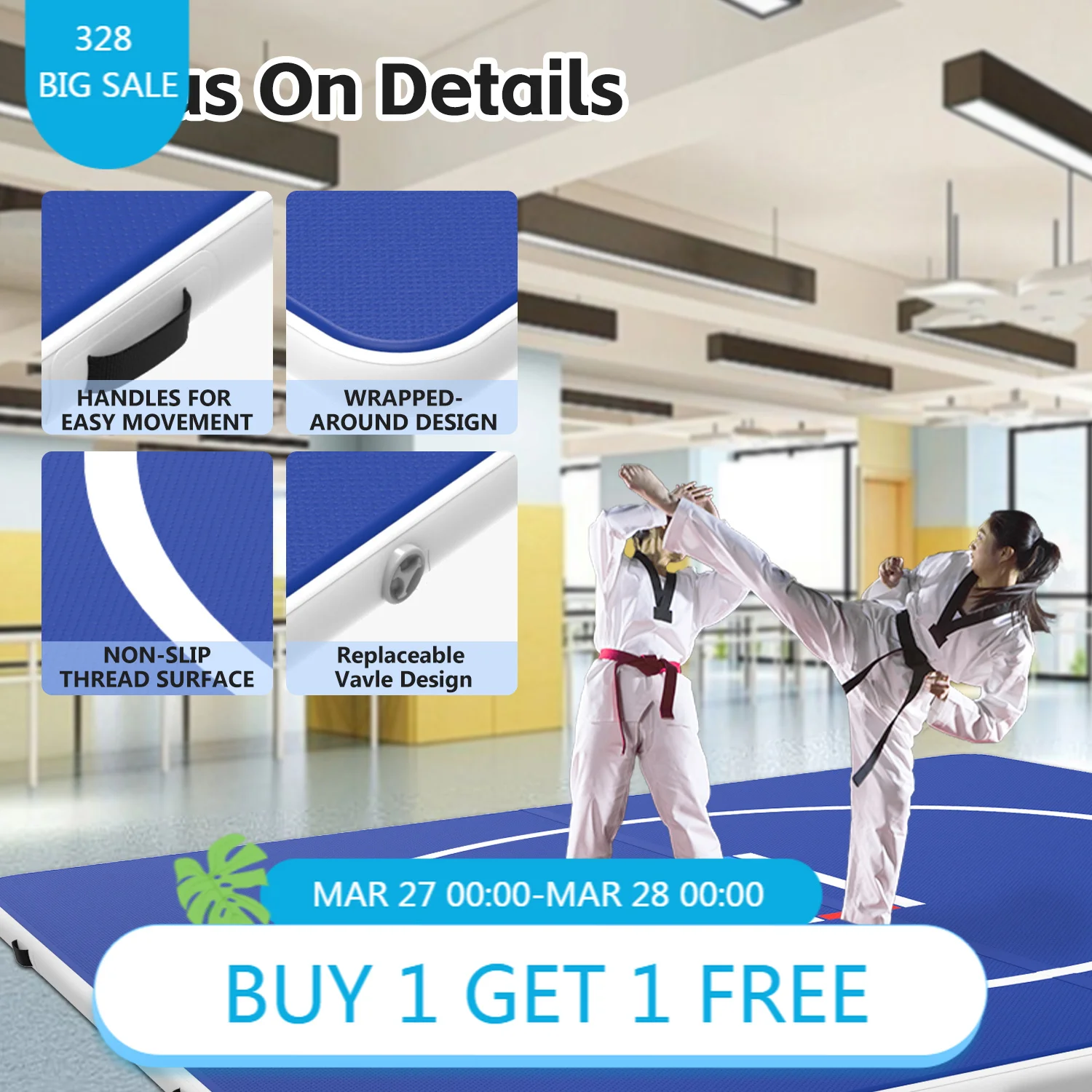 Custom Size 4×4m(13ft X13ft) Professional Waterproof PVC Portable Inflatable BJJ MMA Mat 10mm Thick