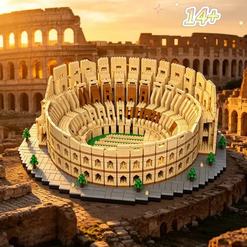 9036pcs In Stock Italy Colosseum Historic Landmarks Architectural Building Blocks Display Models Collector Edition Holiday Gifts