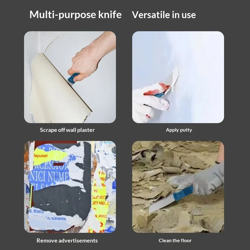 1/2'' Stainless Steel Putty Knife, Plastic Handle Wall Scraper, Spackle Tool for Drywall Plaster Paint Removing