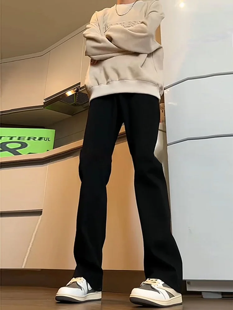 

Bla High Waist Soft Denim Jeans Men's Elastic Slim Fit Cleanfit Pants American High Street Straight Leg Lift Trousers