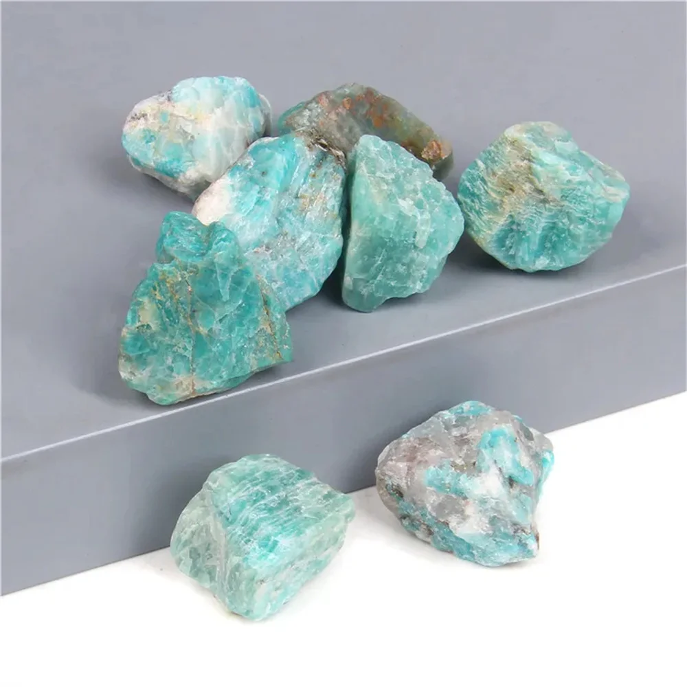 

Natural Irregular Amazonite Rock Healing Ore Ornament Mineral Energy Stone for Garden Fishtank Home Decoration Stone Collection