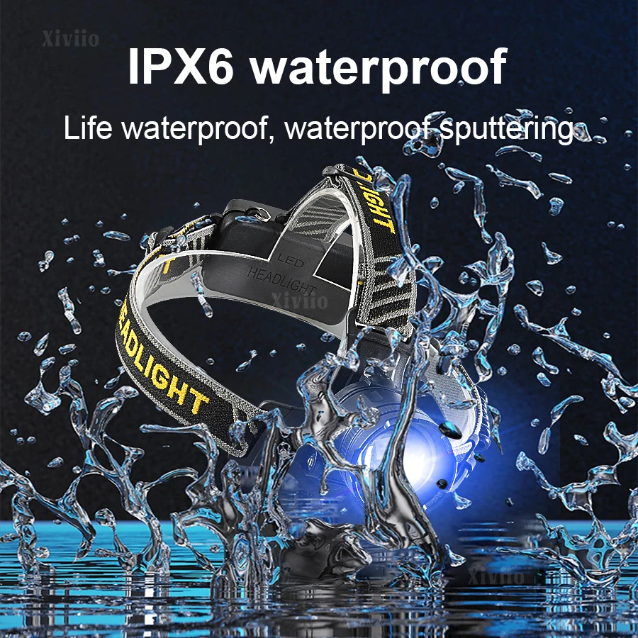 Powerful LED Headlamp Motion Sensor Rechargeable Head Flashlight Long Range Work Light Waterproof Fishing Lantern For Camping