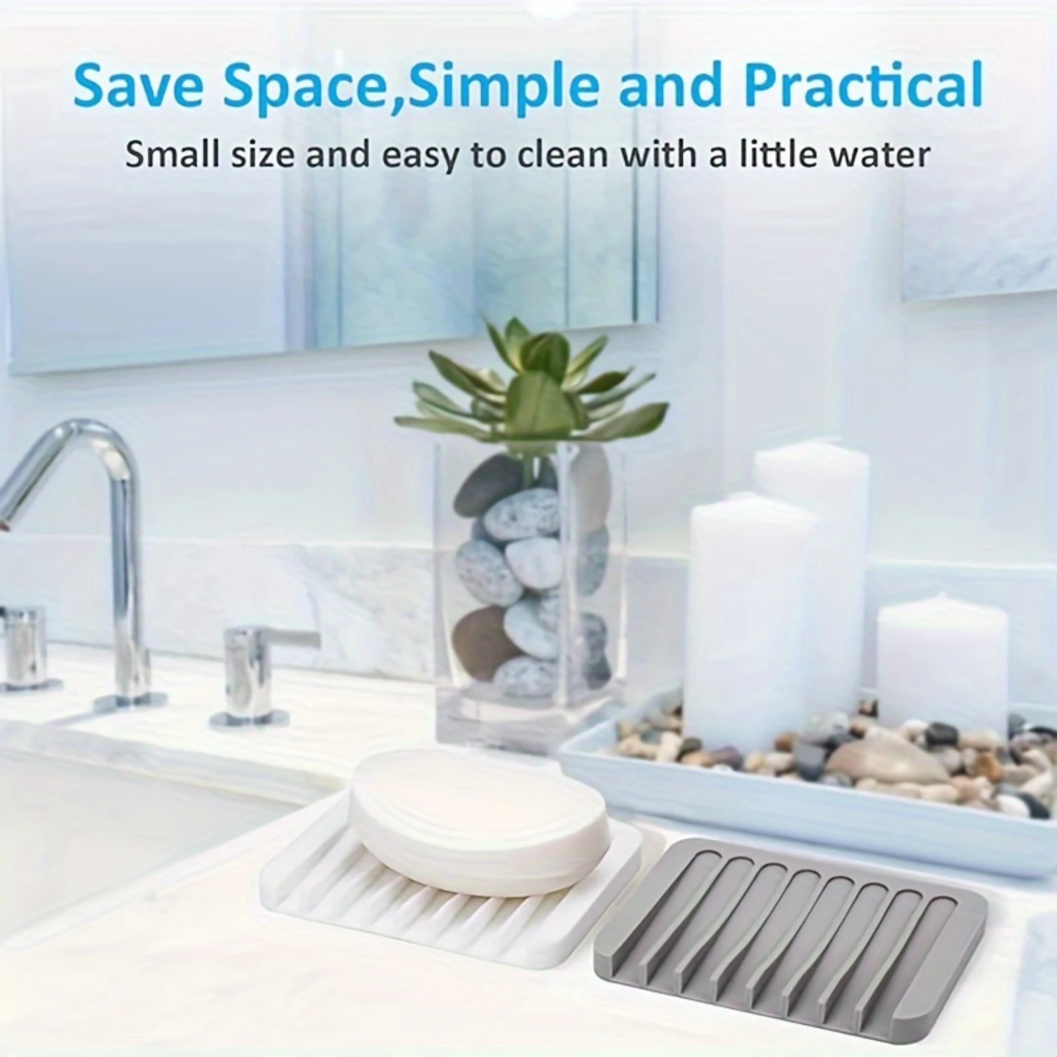 

1pc Silicone Soap Dish, Kitchen Sponge Holder With Draining Grooves, Elastic , Water-Resistant Hand Basin Silicone Pad