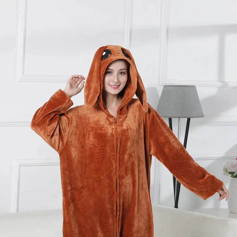Pokemon Eevee Costume Adult Men Women Onesie Anime Cosplay Outfit Halloween Festival Party Kigurumis Winter Flannel Warm Suit